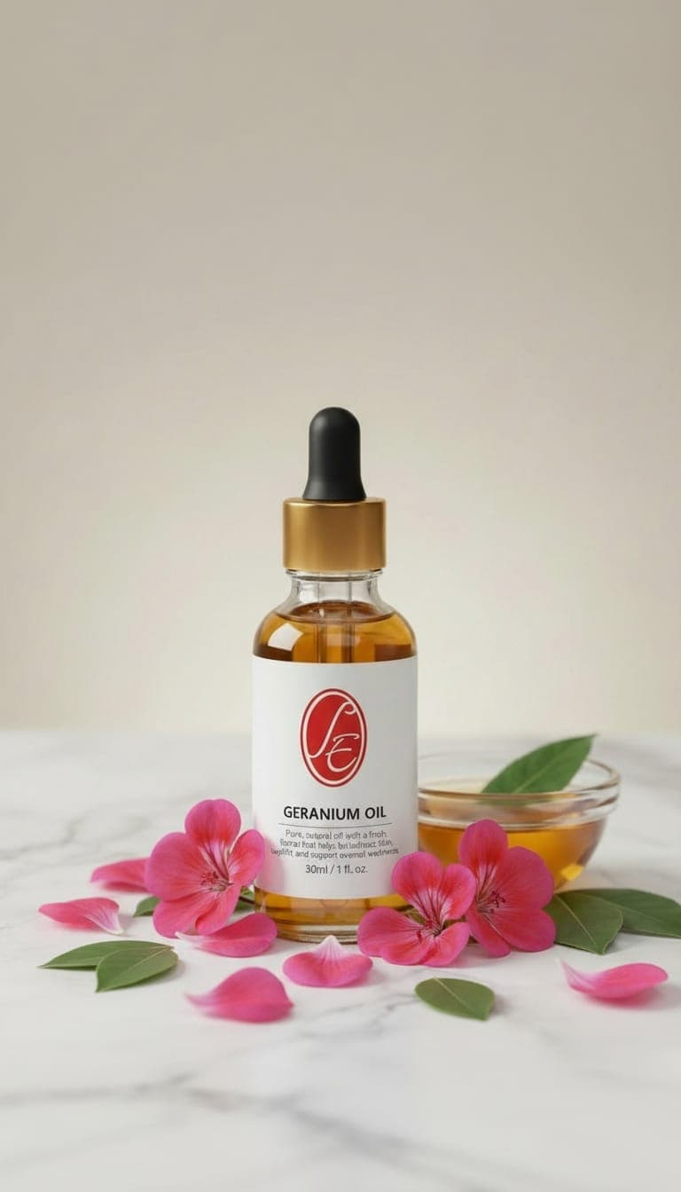 Pure Geranium Oil Essential Oil - High Resolution Image