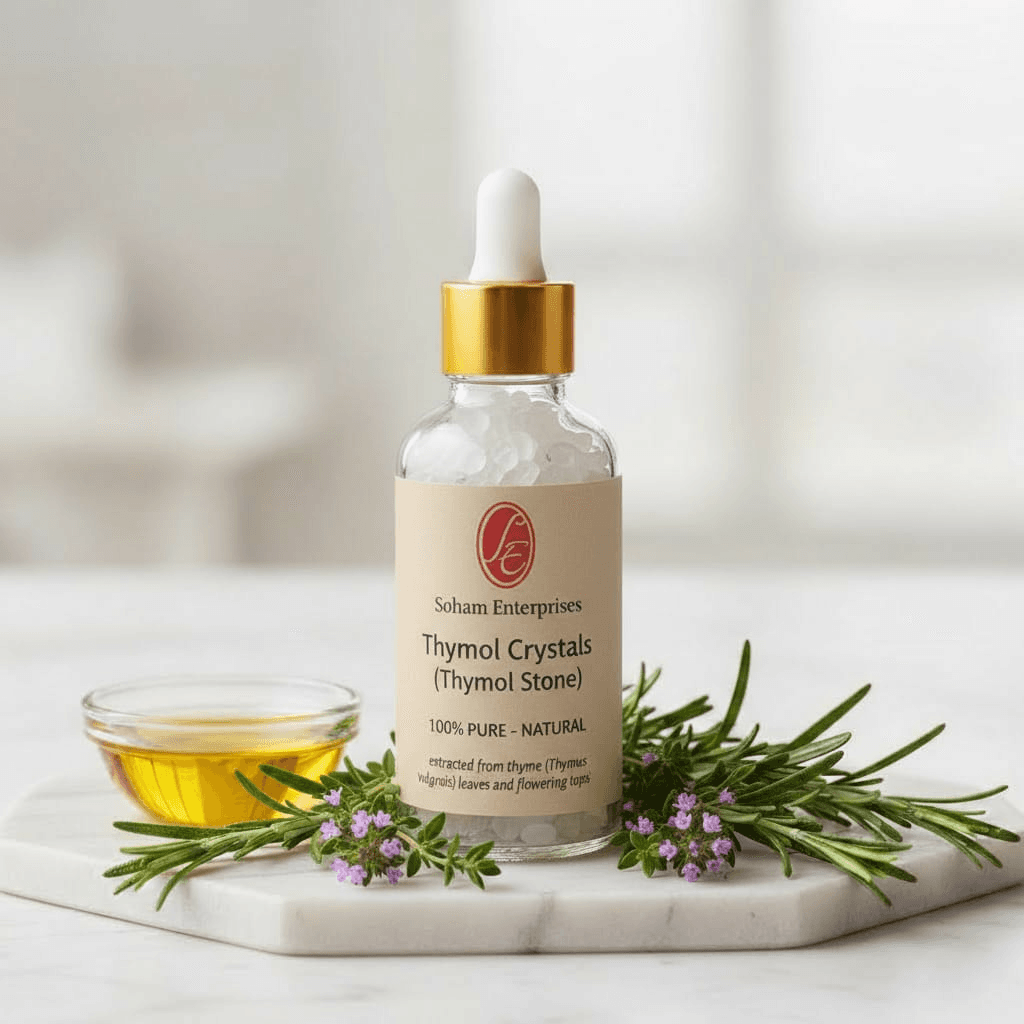 Pure Thymol Crystals Essential Oil - High Resolution Image